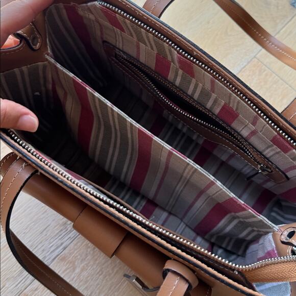 Italian Made Leather Work Tote Satchel | Structured Top Handle | Brown Floto - Picture 5 of 12